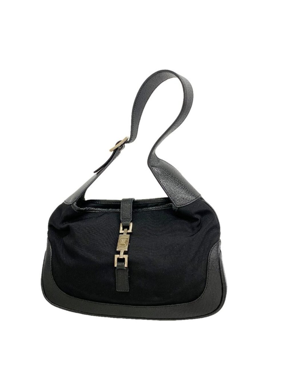 Gucci Handbag Jackie 001 Nylon Canvas Black Silver